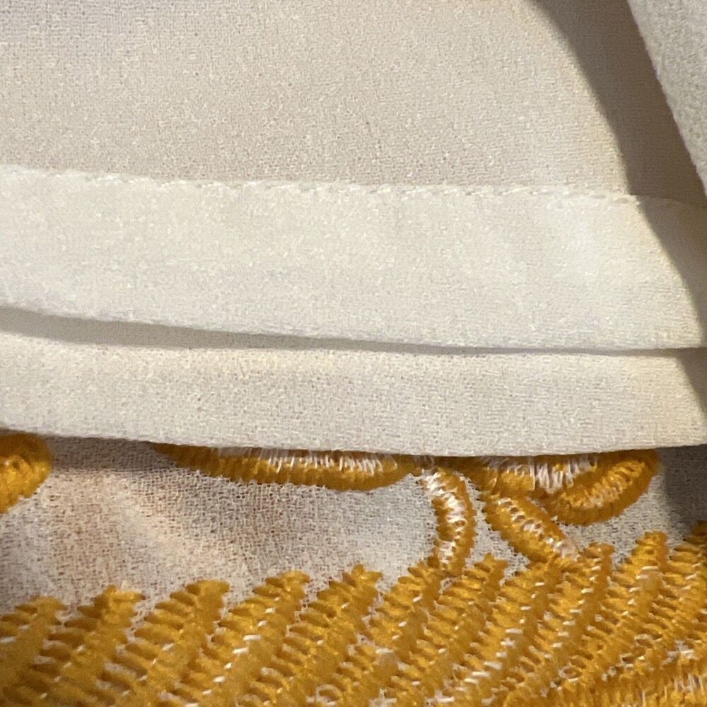 All:Row 60's Inspired Yellow & White Embroidered Retro Mini Dress Size 12 - Picture 8 of 9